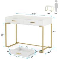 Escritorio para computadora Simple y Moderno con 2 cajones, 100 cm Escritorio para Computadora portátil, Mesa de Oficina en casa, Mesa Escritorio Blanca - details 2