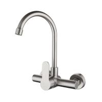 Grifo de Cocina de Acero Inoxidable Montado en la Pared, Doble Agujero, Grifo Rotativo para Balcón - details 0
