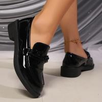 Elegantes Mocasines de Cuero Patente Zapatos de Oficina para Mujeres con Suela Gruesa y Patacha - details 10