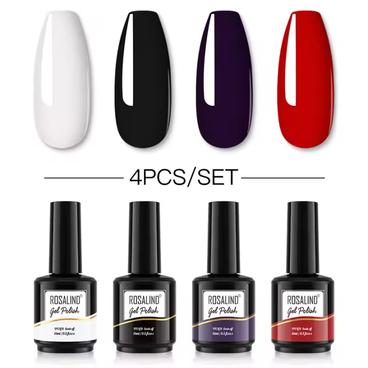 ROSALIND-Juego de esmaltes en Gel para manicura, Set de 4/5/6 piezas, con purpurina, lámpara UV colorida, semipermanente, mini/15ML - 1