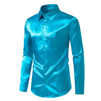 Camisa de vestir de satén de lujo para hombre, esmoquin liso de seda a la moda, informal, para boda, fiesta, graduación y oficina - details 13