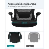 Silla de Oficina, Silla de Escritorio de Malla, Silla Giratoria Ergonómica, Soporte Lumbar, Oscilante, Asiento de 53 cm, Apoyabrazos Abatibles, Negro OBN037BKV2 - details 3