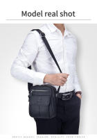 Bullcaptain Mini bolso informal de cuero genuino de gran capacidad para hombre para negocios y vida diaria - details 5