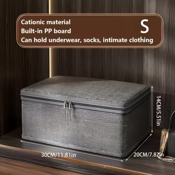 Nueva caja de almacenamiento de ropa gris con cubierta antipolvo, caja de almacenamiento de sujetador de gran capacidad, cajón de almacenamiento para el hogar - 1