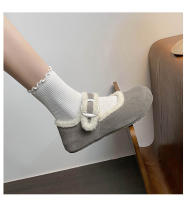 Un pedal de fondo plano bolsa cabeza perezosa medias zapatillas de terciopelo zapatos de mujer de gran tamaño. - details 21