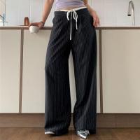 Pantalones de pierna recta a rayas con empalme de moda coreana de cintura alta sueltos nuevos de primavera y otoño para mujer - details 3