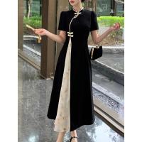 Vestido elegante de talla grande para mujer, nuevo estilo, Cheongsam mejorado, pintura de tinta Oriental, verano - details 27