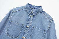 TRAFZA-chaqueta vaquera de manga larga con botones para mujer, abrigo de cintura alta, conjuntos de vestido con abertura frontal, Estilo Vintage, verano, 2023 - details 4