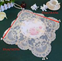 Tapete Bordado Con Cuentas De Encaje, Tela Floral De Ganchillo Vintage, Alfombrilla De Mesa Antiescaldado, 1 unidad - details 9