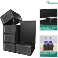 Organizador de Zapatos de Plástico Transparente con Puerta 12 Set, Plegable y Apilable, Tamaño 35,7 x 27,6 x 20,8cm Negro - details 9