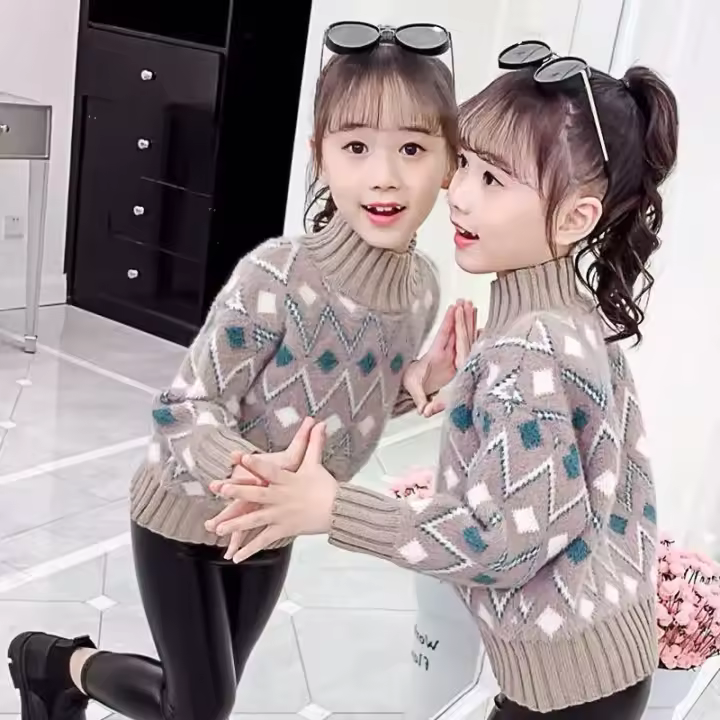 Suéter de lana de moda de invierno para niñas de 4 a 12 años - 1