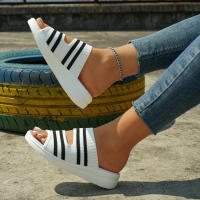 Women Fashion Striped Pattern Slippers With Thick Bottom Summer Casual Non-slip Sandals For Outdoor - details 4