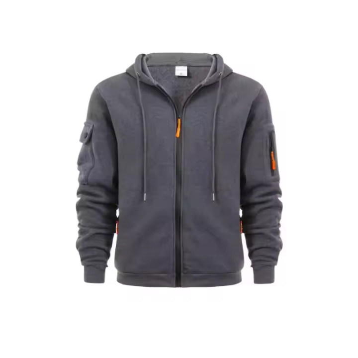 Sudadera con capucha, Bolsillos en los brazos para hombre, chaqueta deportiva informal de talla grande, sudadera de primavera y otoño, bolsillos, chaqueta, - 1