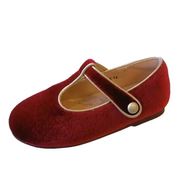 Zapatos Mary Jane de terciopelo para niñas de 3 a 6 años, zapatos individuales de princesa para niños. - 1