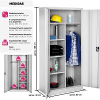Armario de Archivado de Metal para Oficina 6 Cajones, Barra, Puertas Bloqueables, Acero de Calidad, Mueble de Oficina, Candado de Seguridad, Estanterías Metálicas 180x80x40cm Gris - details 1