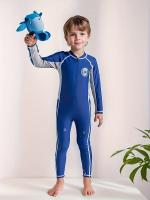 Traje de baño de una pieza para niños, con mangas largas para deportes acuáticos, protección solar y traje de neopreno - details 0