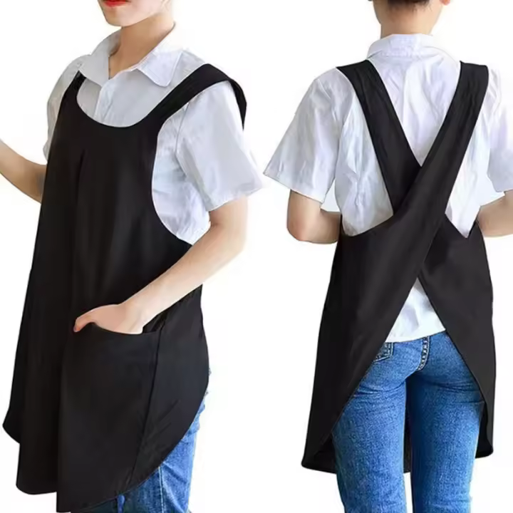 Delantal creativo de lino y algodón con espalda cruzada, delantales de cocina transpirables sin mangas para hornear, ropa de trabajo de Color sólido, accesorios de cocina - 1