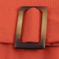 Elegante Vestido de Punto de Poliéster Cuello Redondo, Parche con Cinturón, Largo Media - details 7