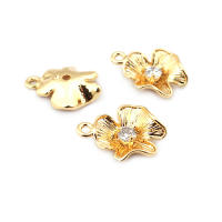 Colgantes de latón y circonita de Color dorado de 18K, varios dijes de flores, joyería artesanal de alta calidad, accesorios para collar y pendientes - details 43