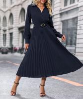 Vestido largo plisado de manga larga para mujer, elegante y hermoso, Color sólido, moda de primavera y otoño - details 7