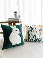 Funda de almohada bordada para sofá, cubierta decorativa con respaldo de flores, estilo nórdico, 1 unidad - details 0
