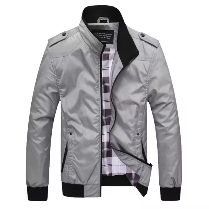 Chaqueta bomber ligera de estilo casual para hombre con corte fino de material de poliéster - 1