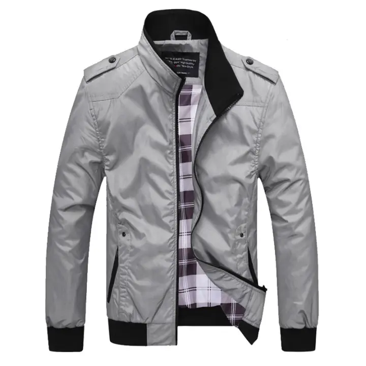 Chaqueta bomber ligera de estilo casual para hombre con corte fino de material de poliéster - 1