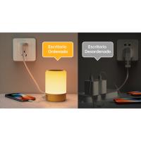 Lámpara de Mesita de Noche 6W Lamparas de Mesa Led Modernas con 4 puertos de USB