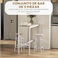 Conjunto de Mesa Alta de Bar con Taburetes para Cocina y Comedor - Marco de Acero Estilo Industrial - Natural y Blanco - details 2