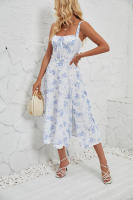 Vestido midi de satén con tirantes finos para mujer, abertura frontal, hueco - details 42