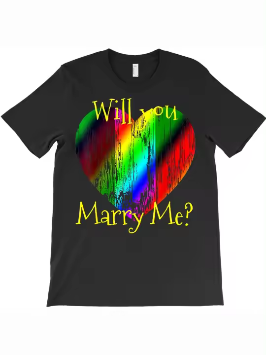 ¿Te casarás conmigo? Camiseta con corazón lgbtq, camiseta de amor gay para matrimonio gay, regalo para papá, manga corta con cuello redondo suave y cómoda, 230g - 1