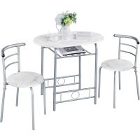 Con 2 Sillas, Juego de Muebles de Cocina de 3 Piezas, para Espacios Pequeños, Jardín, Estudio Blanco - details 0