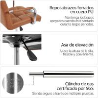 Silla de Oficina Giratoria con Ruedas Ajustable en Altura, Carga de 120Kg, Respaldar Marrón Claro - details 3