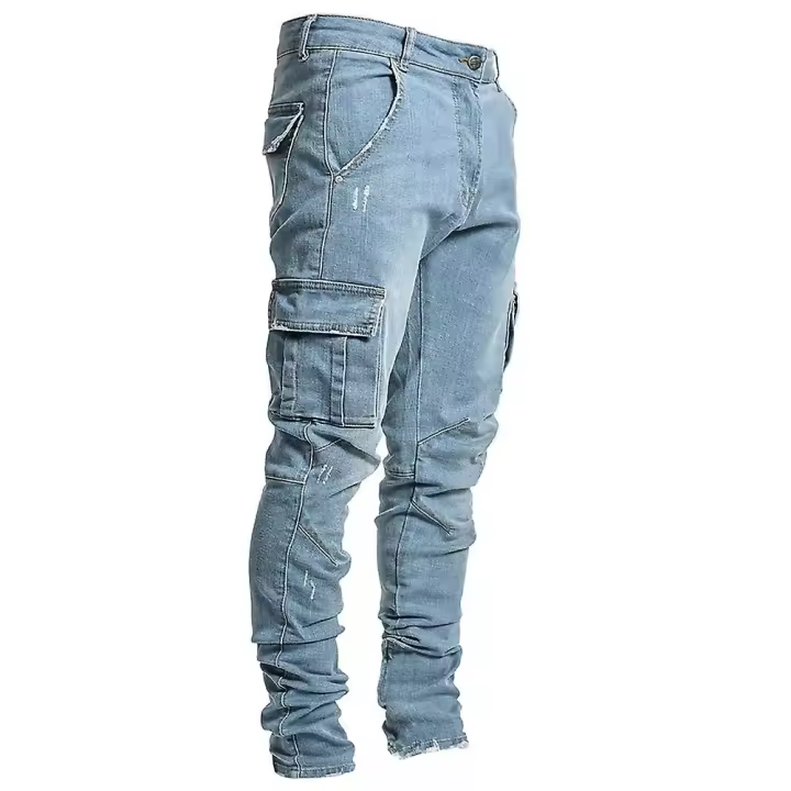 Los hombres Skinny Jeans Casual Slim Fit, bolsillos laterales, pierna pequeña Skinny Jeans. angustiado, pantalones lápiz, pantalones chinos, de mediana altura, varios bolsillos - 1