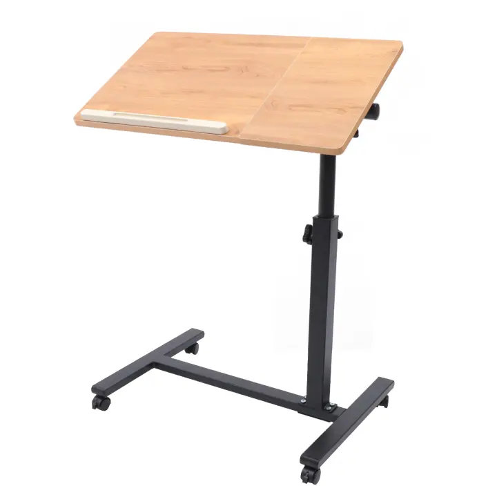 Escritorio de madera para ordenador portátil, carro rodante sobre cama, soporte de mesa de Hospital, altura ajustable, 60x41x58cm - 1