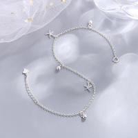 Tobillera de cuentas redondas de estrella de mar pura, joyería para pies de plata de ley para playa, moda Simple del océano, versátil y fresca - details 3