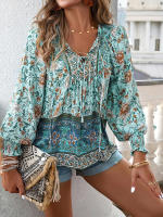 Blusa camisa floral rosa para mujer, top suelto de manga larga, ropa de calle, traje de oficina, ropa de mujer para otoño y primavera - details 9