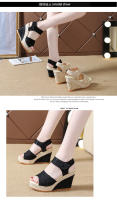 Sandalias de cuña con punta abierta para mujer, zapatos de plataforma con tira trasera, elegantes e informales - details 7