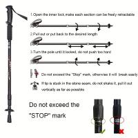 Bastón de senderismo telescópico de aleación de aluminio, 2 piezas, ligero, portátil, para acampar al aire libre, Trekking, Montañismo - details 2