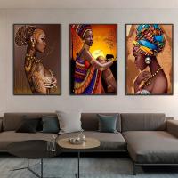 Pintura de Mujer Africana en Lienzo Arte de Pared Moderno para Sala de Estar Decoración del Hogar JUBEER Material de Lienzo - details 1