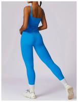 Conjunto de Yoga de 2 Piezas para Mujer Pantalones de Alta Cintura con Talle en la Articulación y Sujetador Cortado para Gimnasio Ropa de Entrenamiento de Primavera/Verano Material Exterior de Nylon - details 4