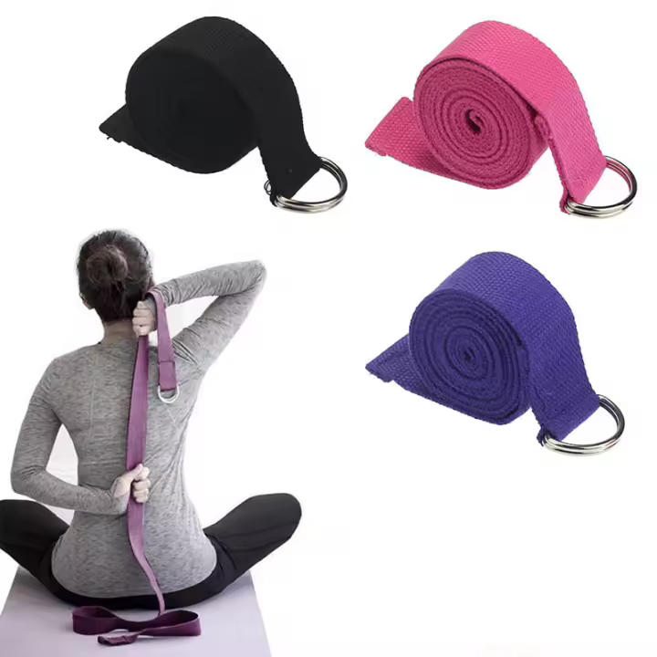 Correa de Yoga elástico con cinturón de Anillo en D, cinturón de entrenamiento de Algodón duradero, ejercicio de Fitness Deportivo, Correas ajustables para Giro y pierna - 1