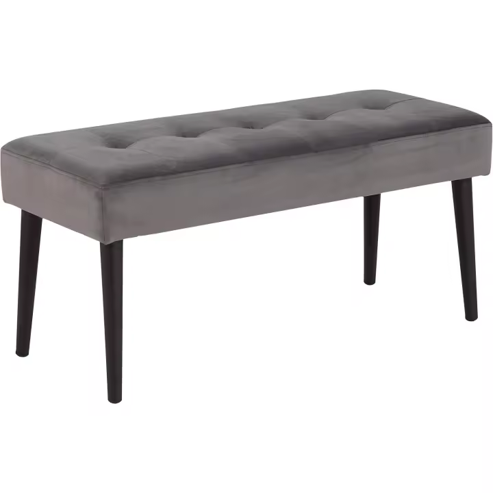 Mueble Gloria Banco, L: 95 x An. : 38 x H.: 45 cm, Gris Oscuro, Terciopelo/Metal, 1 ud - 1