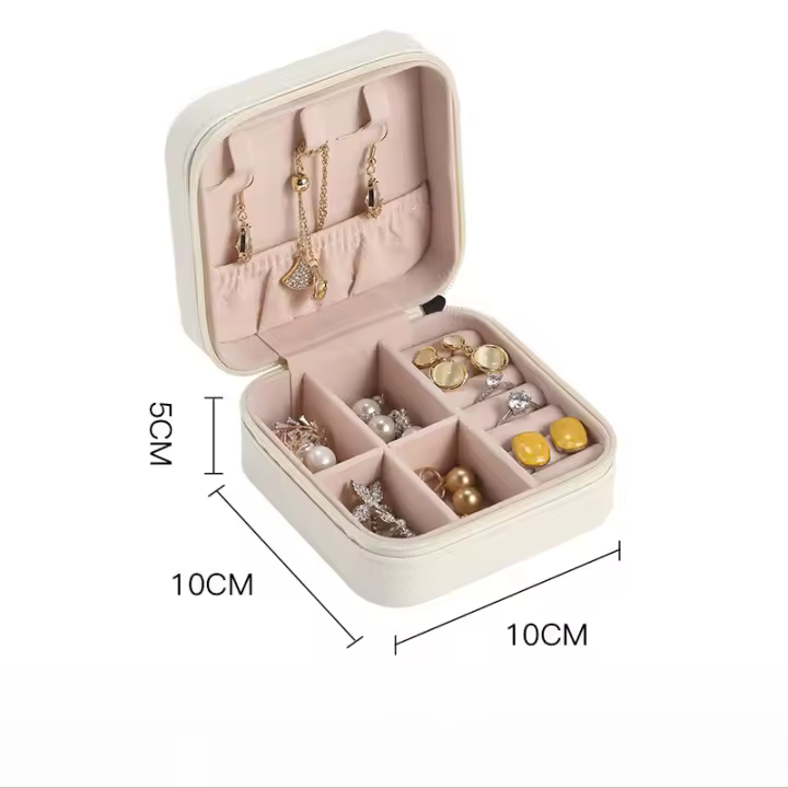 Caja de almacenamiento de joyas, anillo portátil y pendientes para joyas de viaje - 1