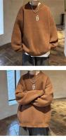 Suéter holgado de cuello medio alto para hombre con forro de terciopelo - details 1