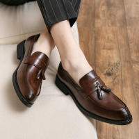 Mocasines con Borlas para Hombres Tacón Bajo, Color Sólido, Punto Acolchado, Resistente al Desgaste, Zapatos de Negocios Casuales - details 8