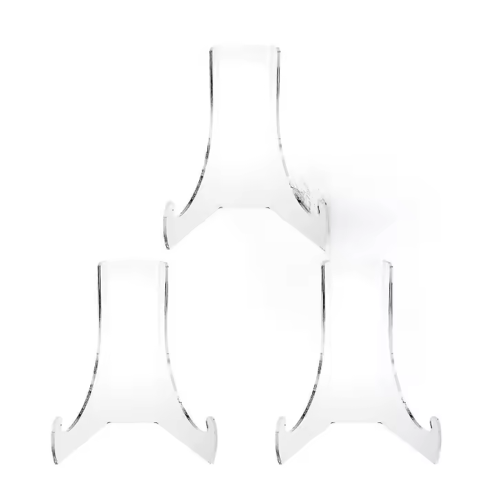 Soportes para platos de 3 uds., caballetes de exhibición para cuencos transparentes, gran carga, estructura estable, exhibición de pastel de té S - 1