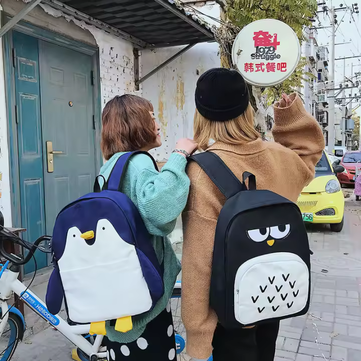 pingüino, personalidad, mochila, búho, lona, lindo, gracioso, dibujos animados, novia, casual - 1
