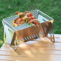 Barbacoa portátil para exteriores, pequeña parrilla plegable, estufa de leña de acero inoxidable, picnic, cocina - details 6