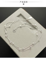 Tobillera de Plata Esterlina de Doble Capa Estilo Coreano Sencillo Accesorio de Amigo Estudiante - details 2